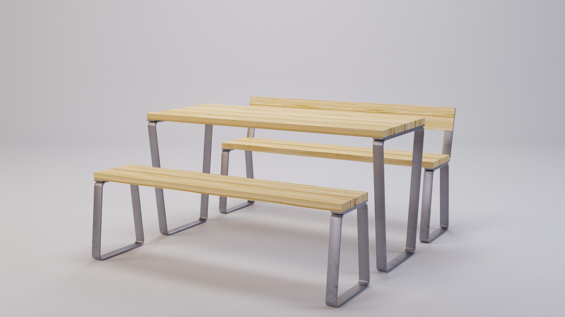 Campus levis table and bench Low-poly 3D model_3
