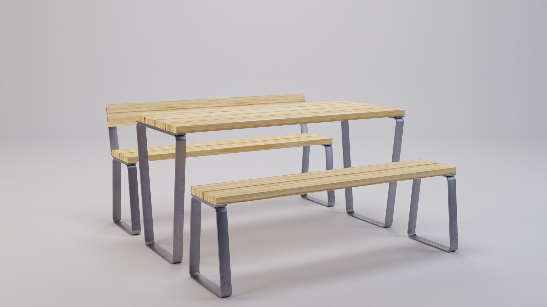 Campus levis table and bench Low-poly 3D model_1