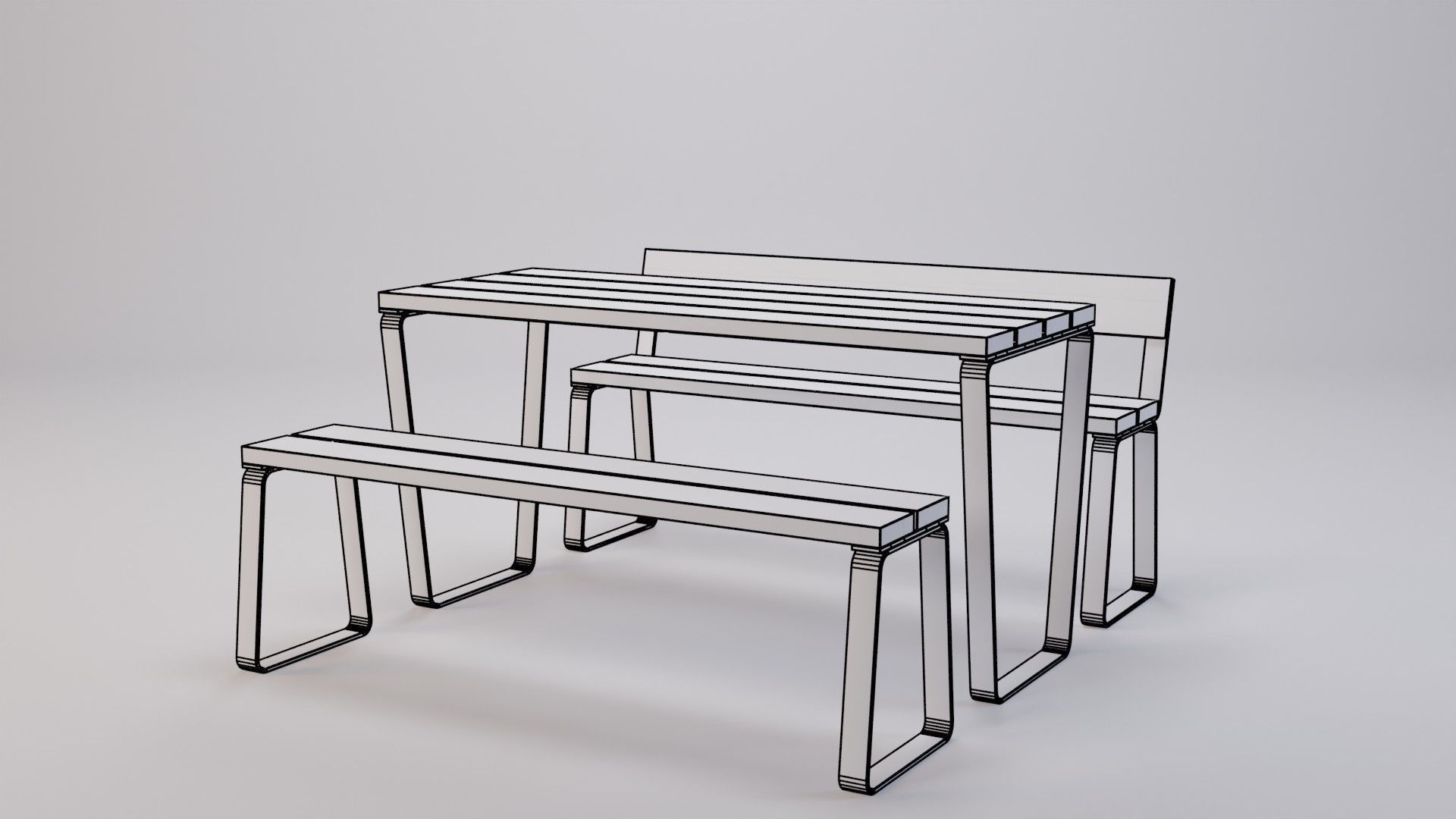 Campus levis table and bench Low-poly 3D model_6