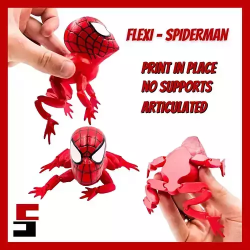 SpiderMan Flexi Toad Frog articulated  no supports  3D print model