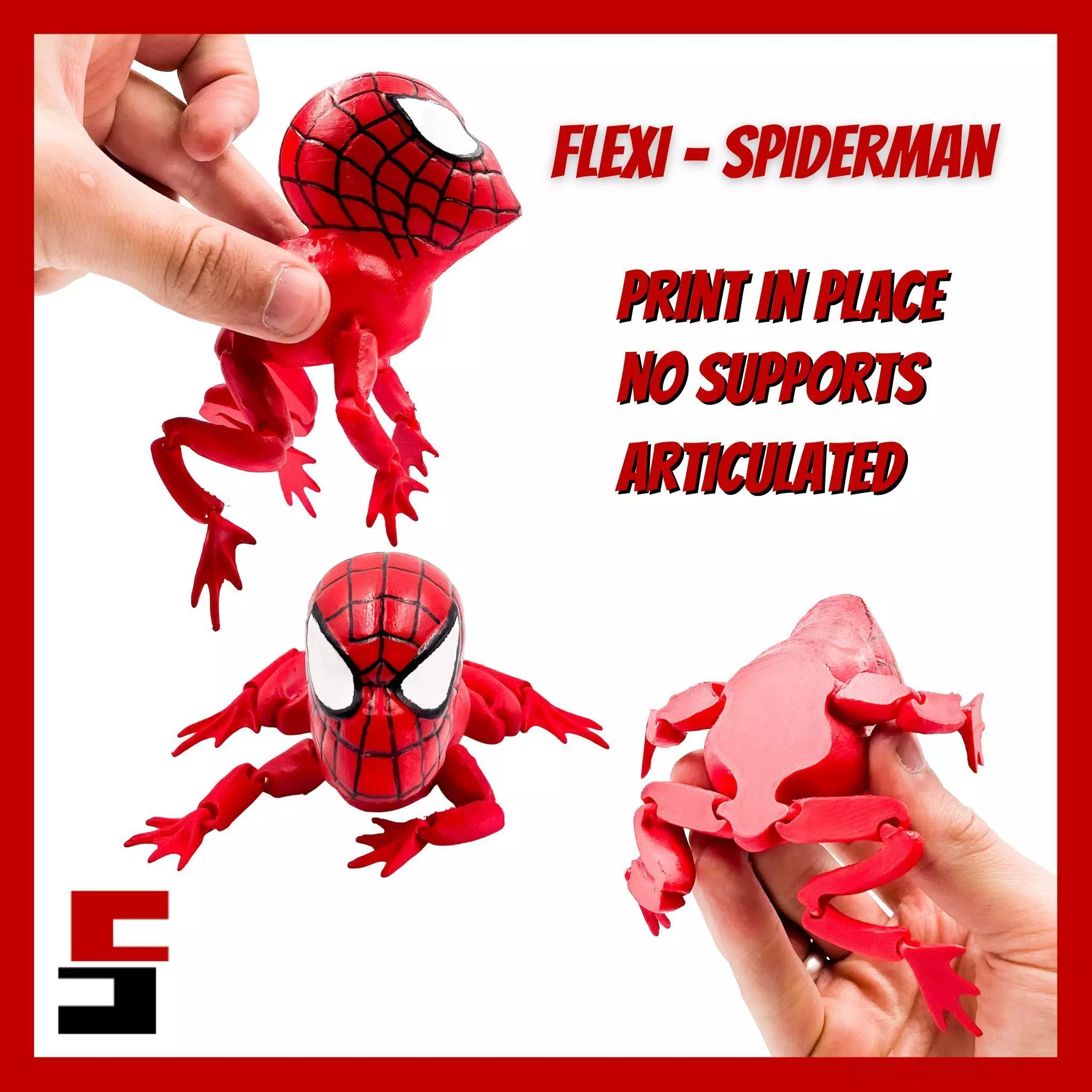 SpiderMan Flexi Toad Frog articulated no supports 3D print model_0