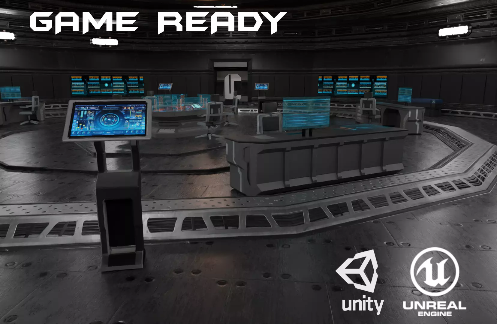 Sci Fi Interior Low-poly 3D model_0