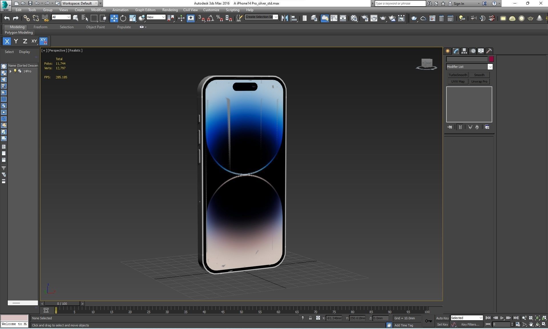 Apple iPhone 14 Pro Silver Low-poly 3D model_30