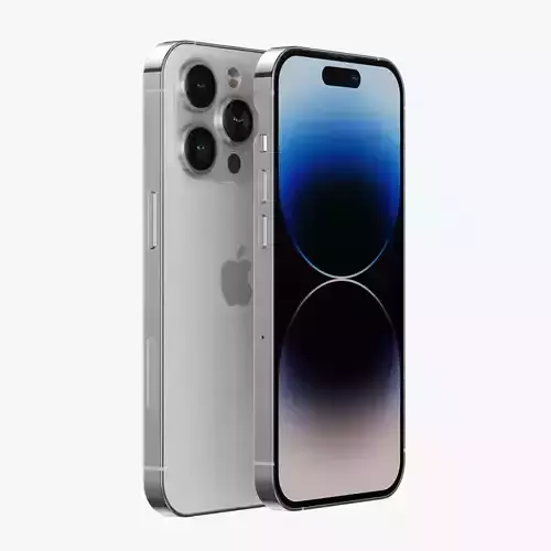 Apple iPhone 14 Pro Silver Low-poly 3D model