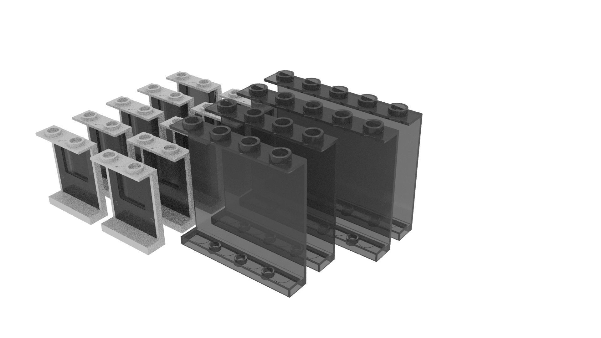 Lego Windows and Panels Set 3D model_1