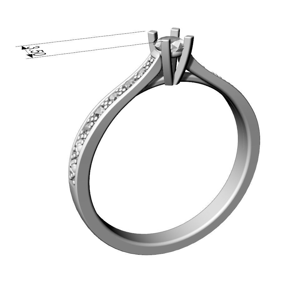 Engagement ring 3D print model_2