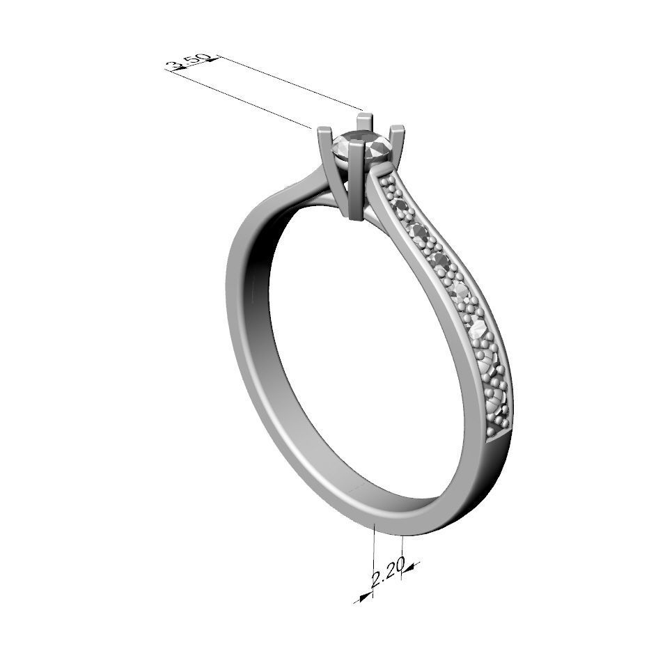 Engagement ring 3D print model_3