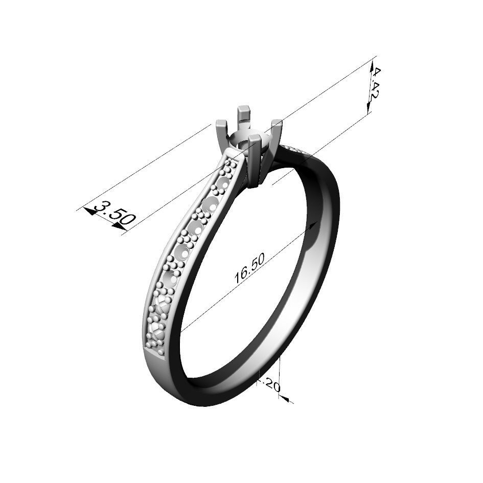 Engagement ring 3D print model_5