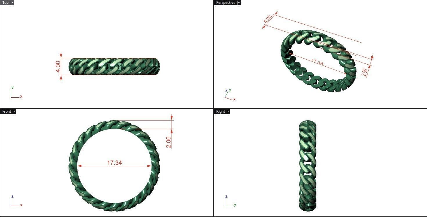 4 MM CUBAN LINK STACKABLE RING WITH ENAMEL PART 3D print model_4