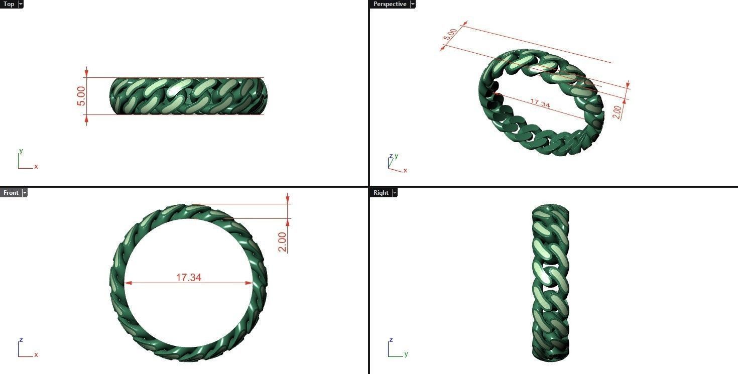 5 MM CUBAN LINK STACKABLE RING WITH ENAMEL PART 3D print model_4