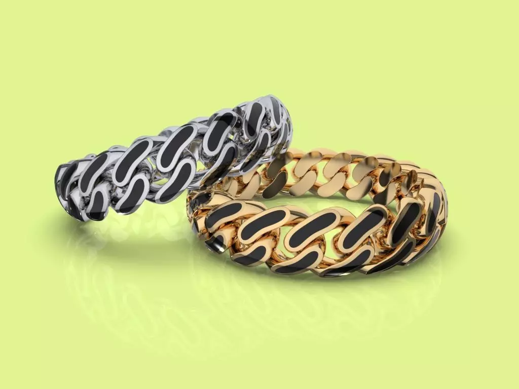 5 MM CUBAN LINK STACKABLE RING WITH ENAMEL PART 3D print model_0