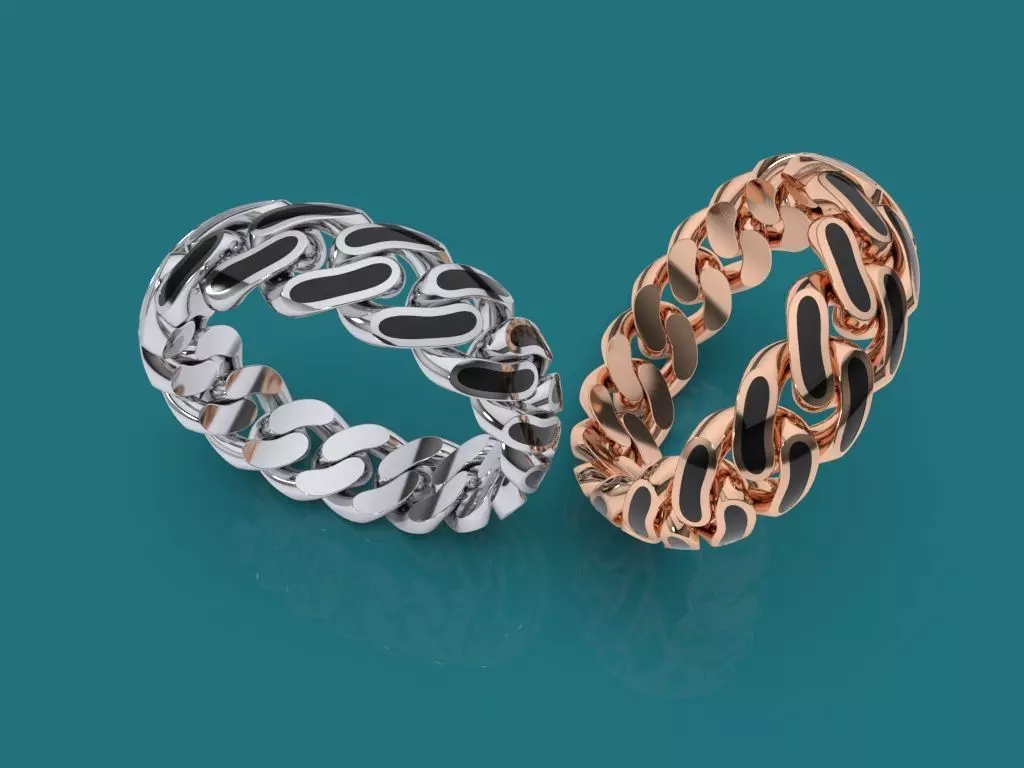 6 MM CUBAN LINK STACKABLE RING WITH ENAMEL PART 3D print model