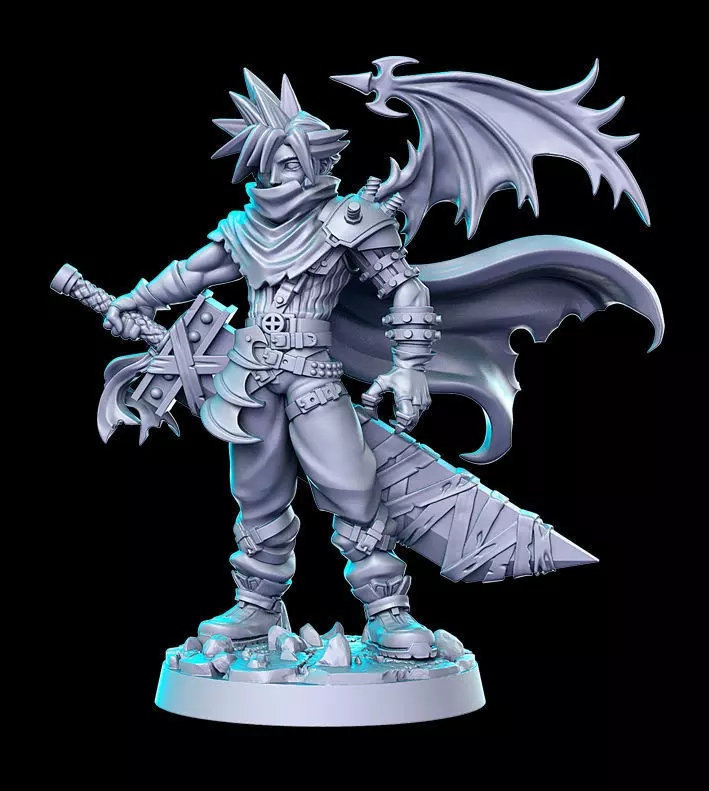 Cloud wing Final Fantasy 32mm Pre-supported 3D print model_0