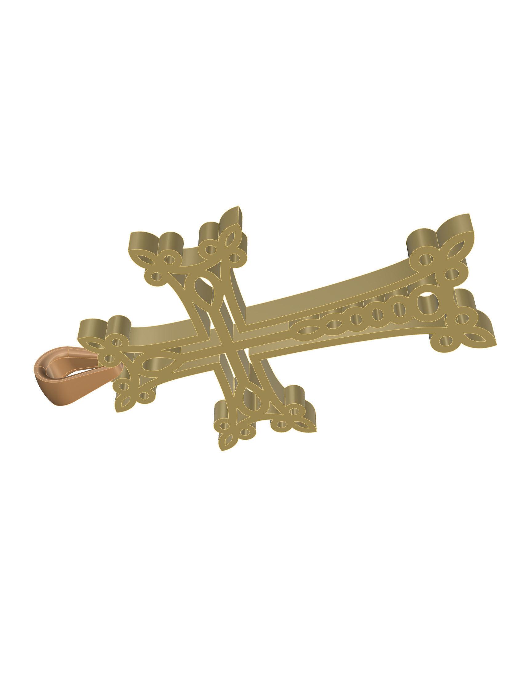 Cross gold pendant 3D print model_14
