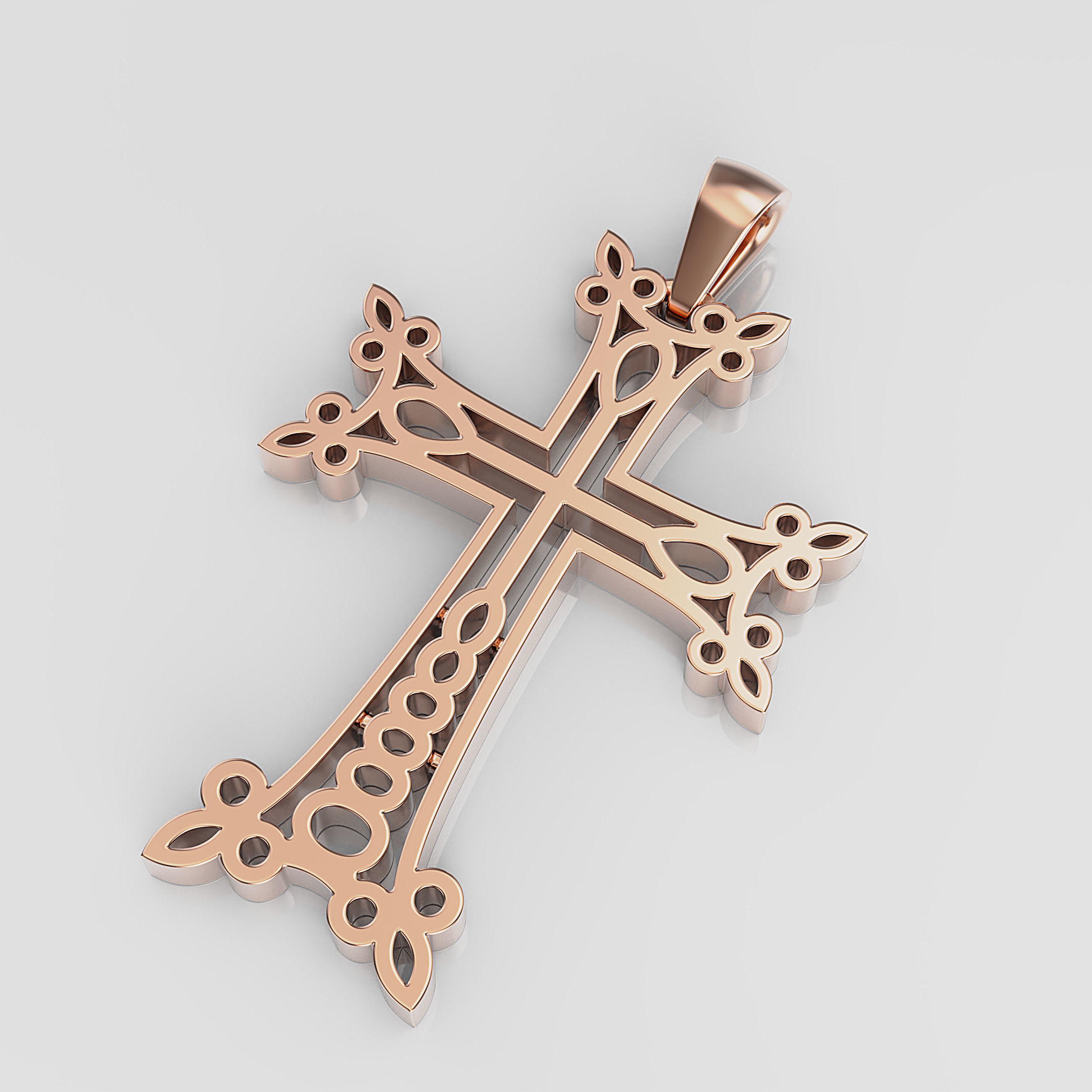 Cross gold pendant 3D print model_17