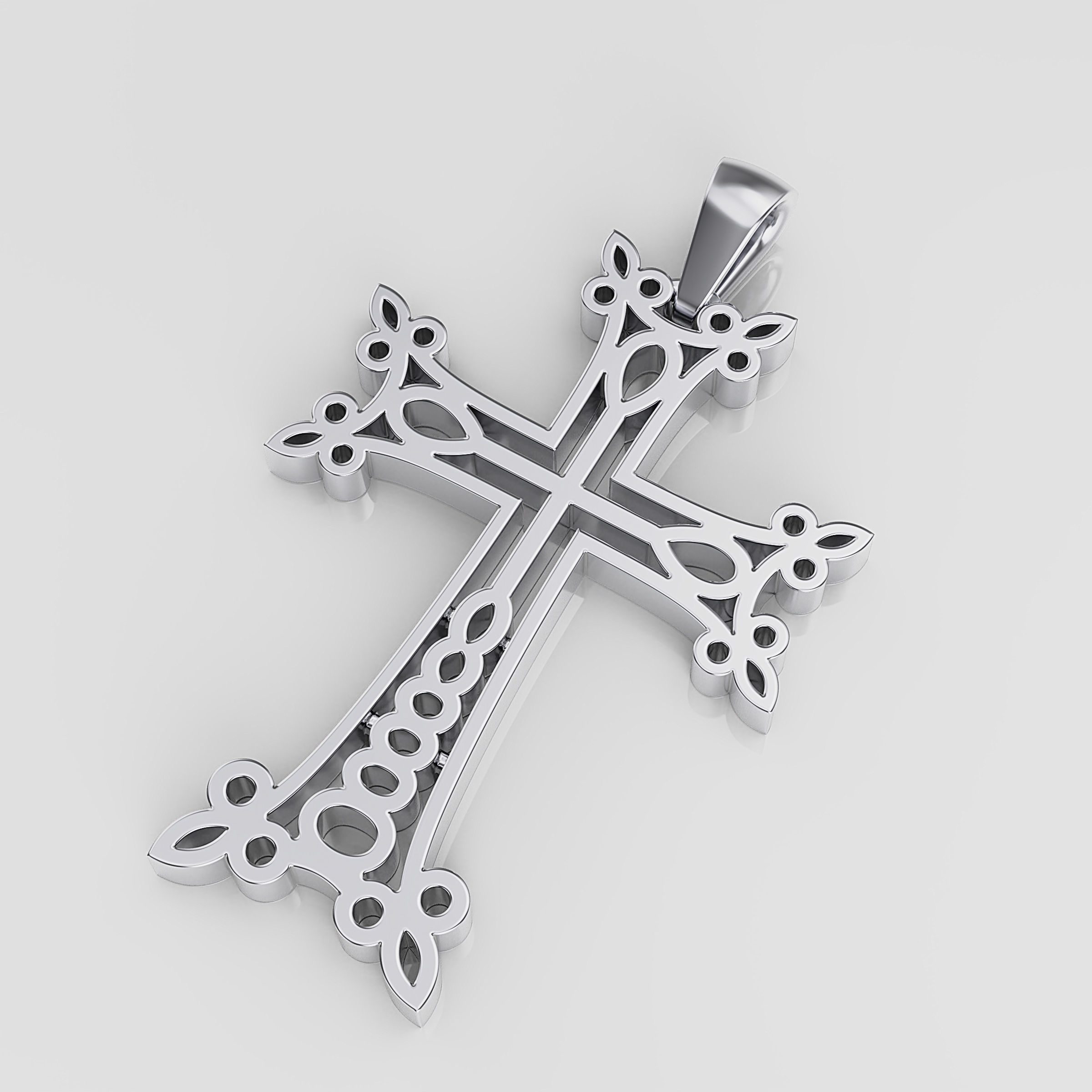 Cross gold pendant 3D print model_2