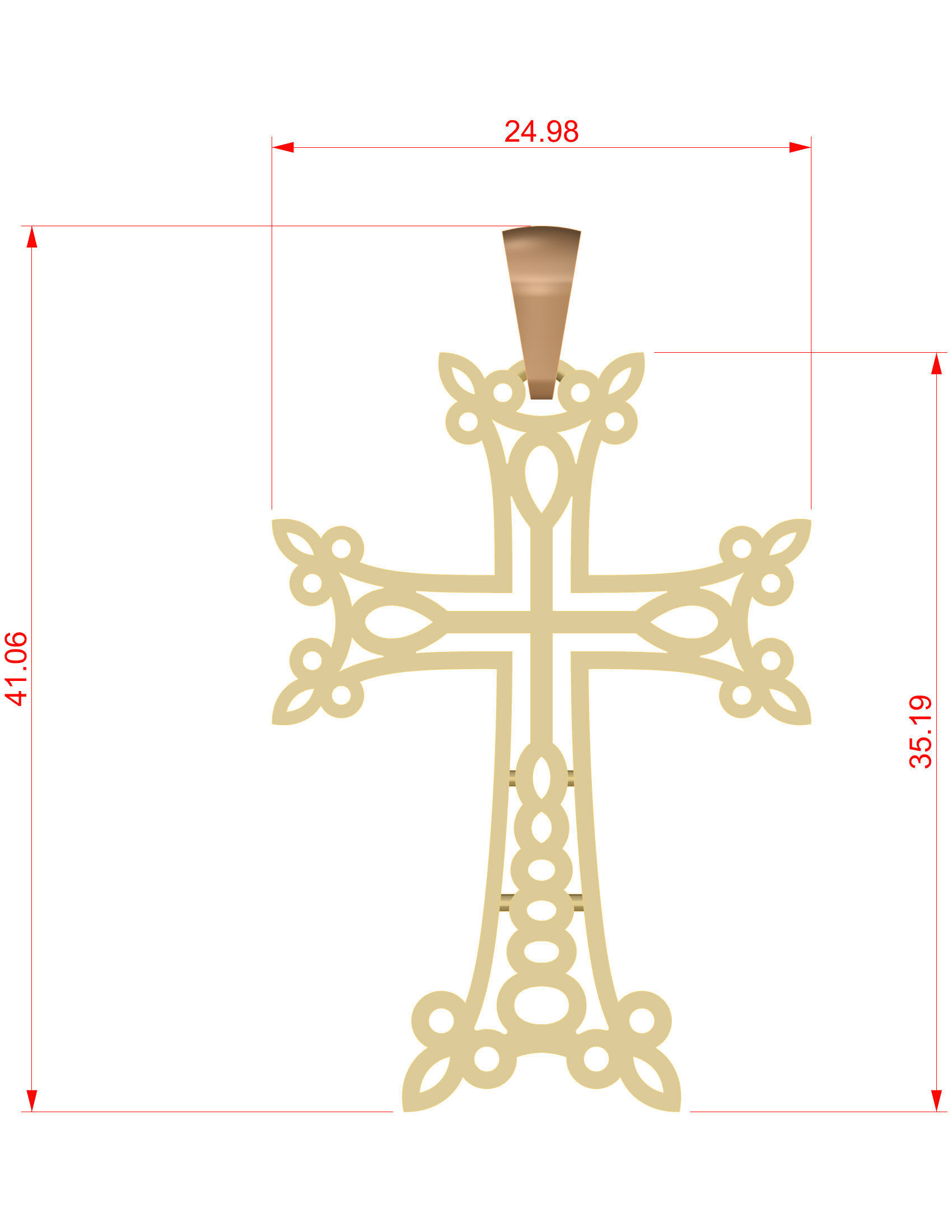 Cross gold pendant 3D print model_6