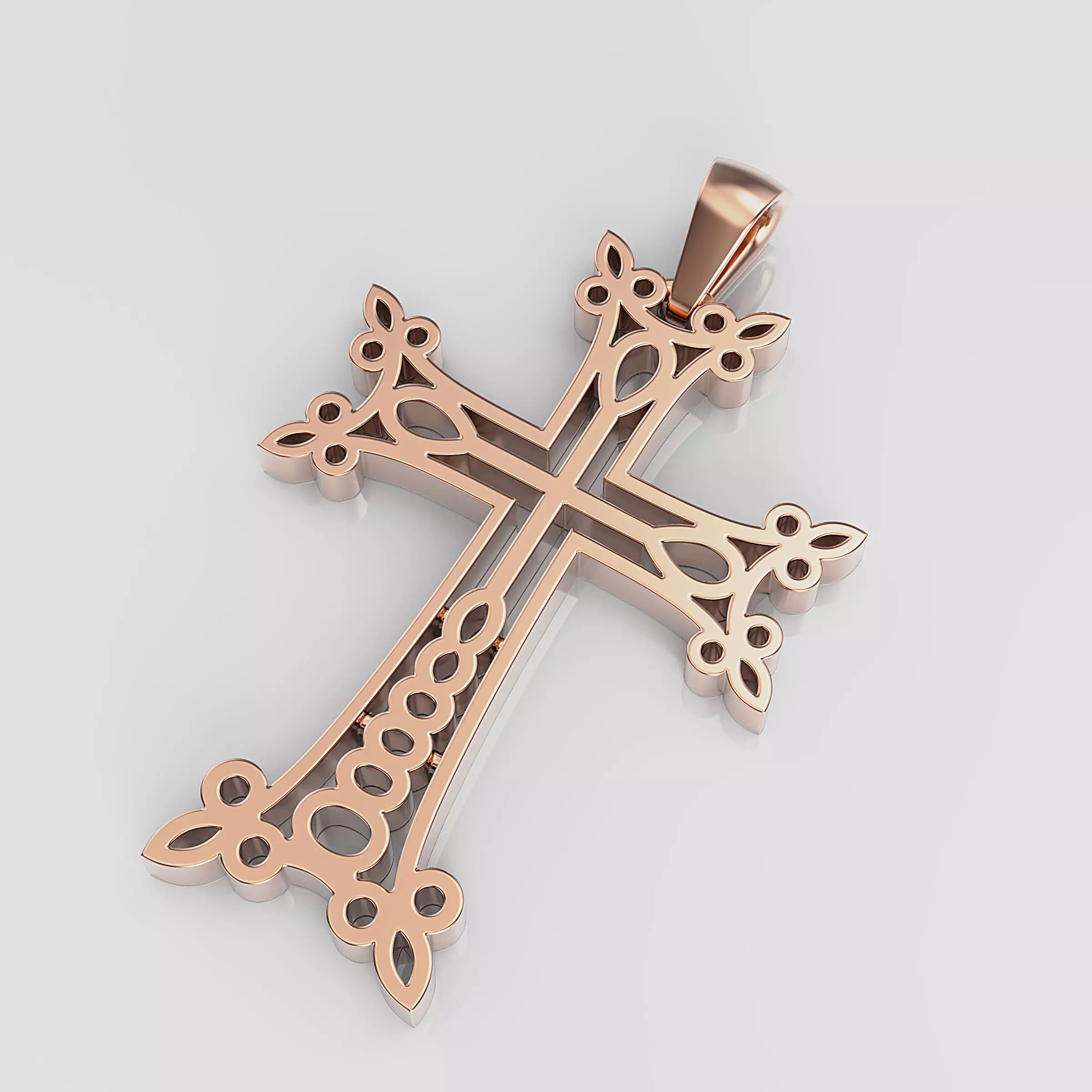 Cross gold pendant 3D print model_0