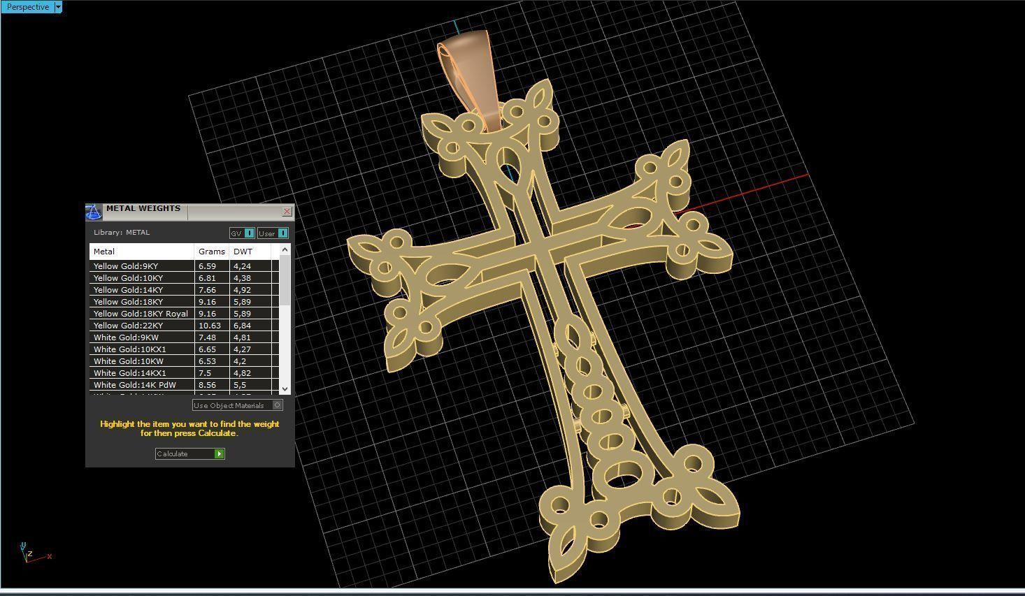 Cross gold pendant 3D print model_11