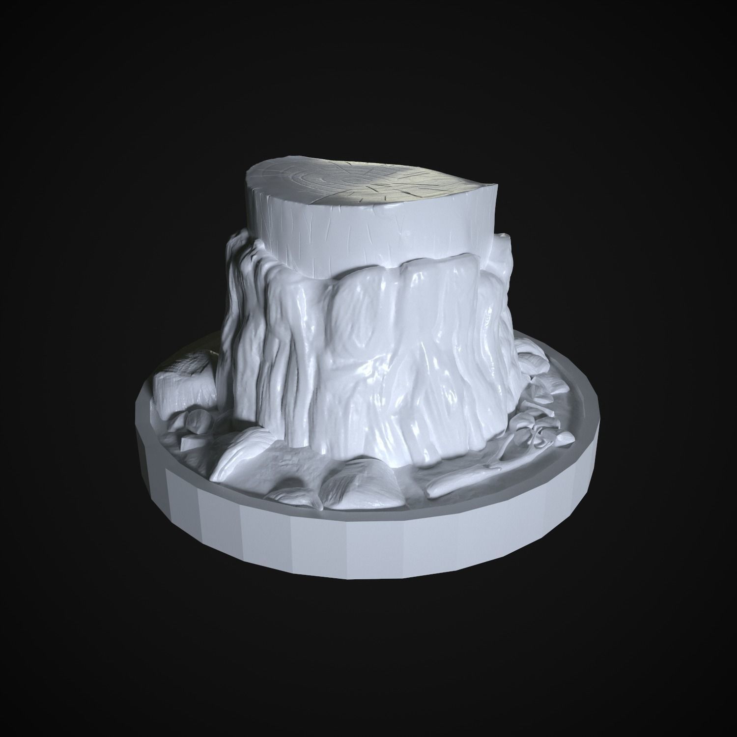Stump Sculpture on a stand with environment in the forest snag 3D print model_3
