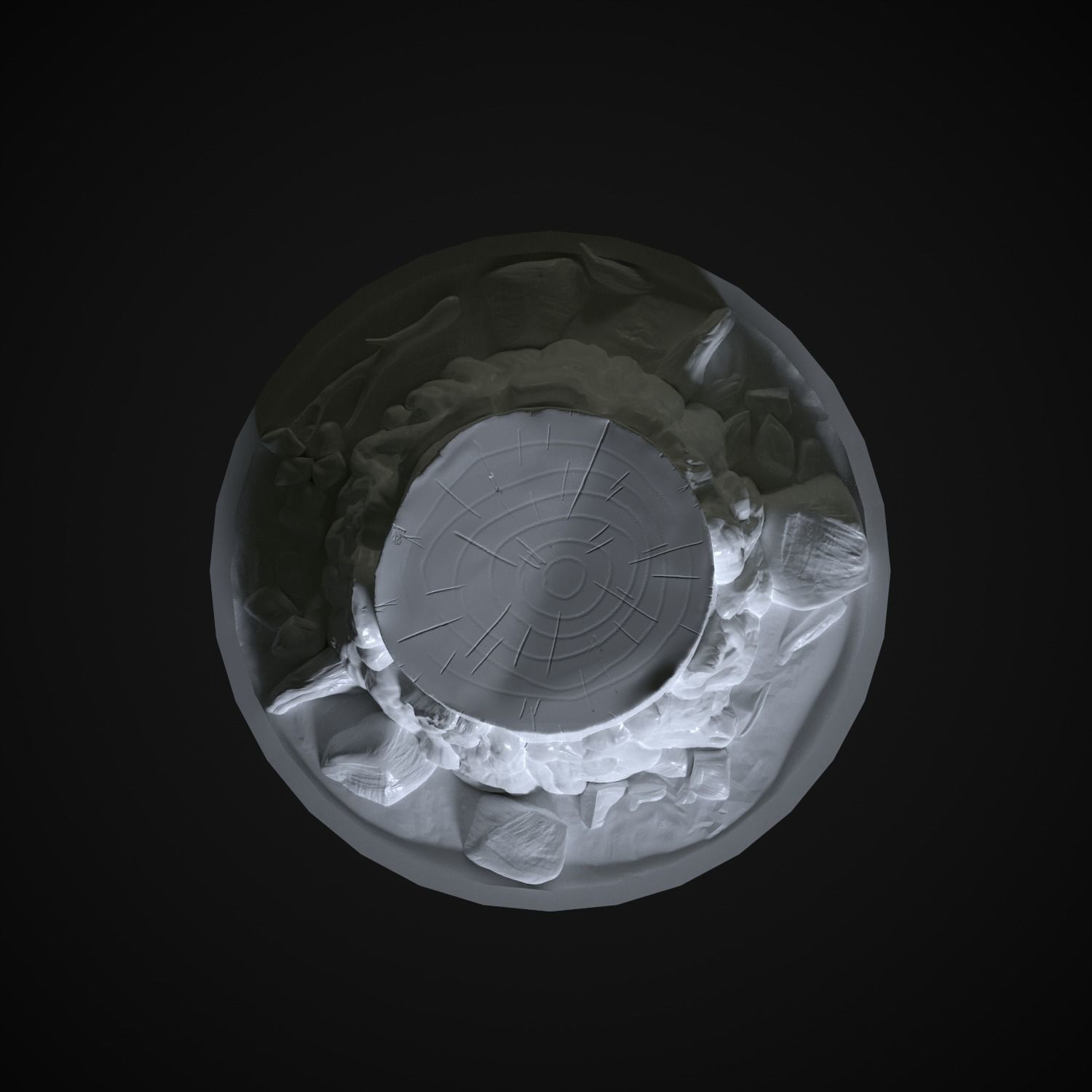 Stump Sculpture on a stand with environment in the forest snag 3D print model_6