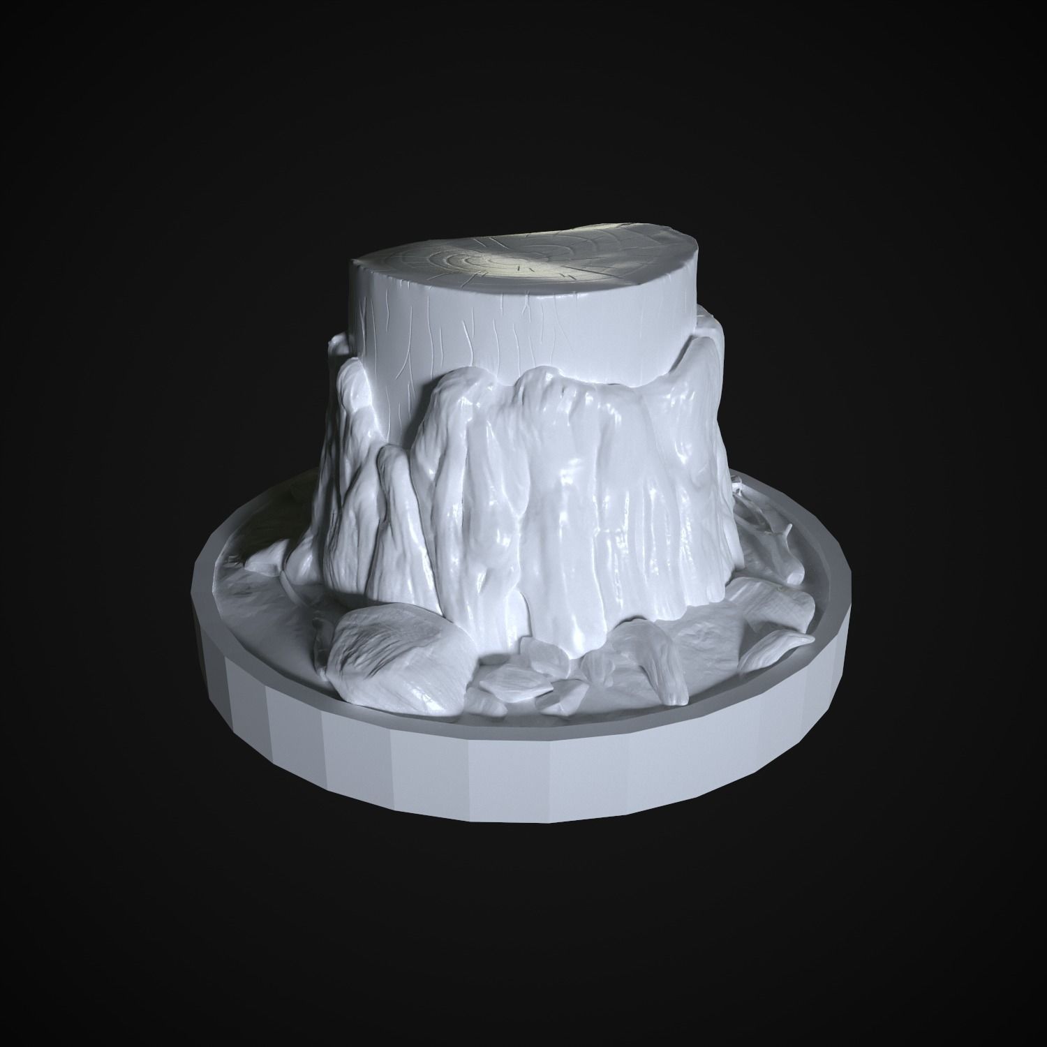 Stump Sculpture on a stand with environment in the forest snag 3D print model_2