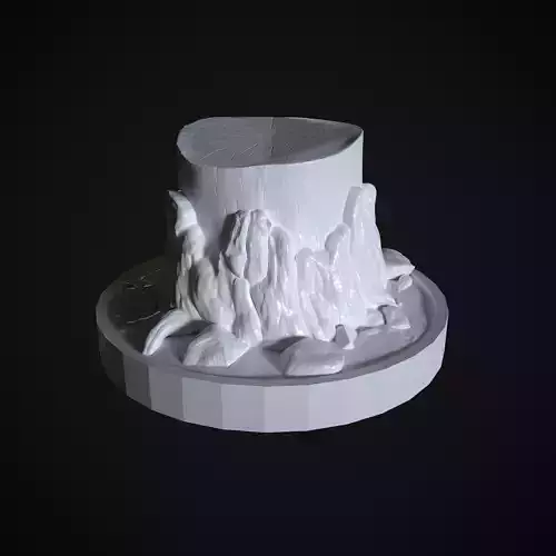 Stump Sculpture on a stand with environment in the forest snag 3D print model