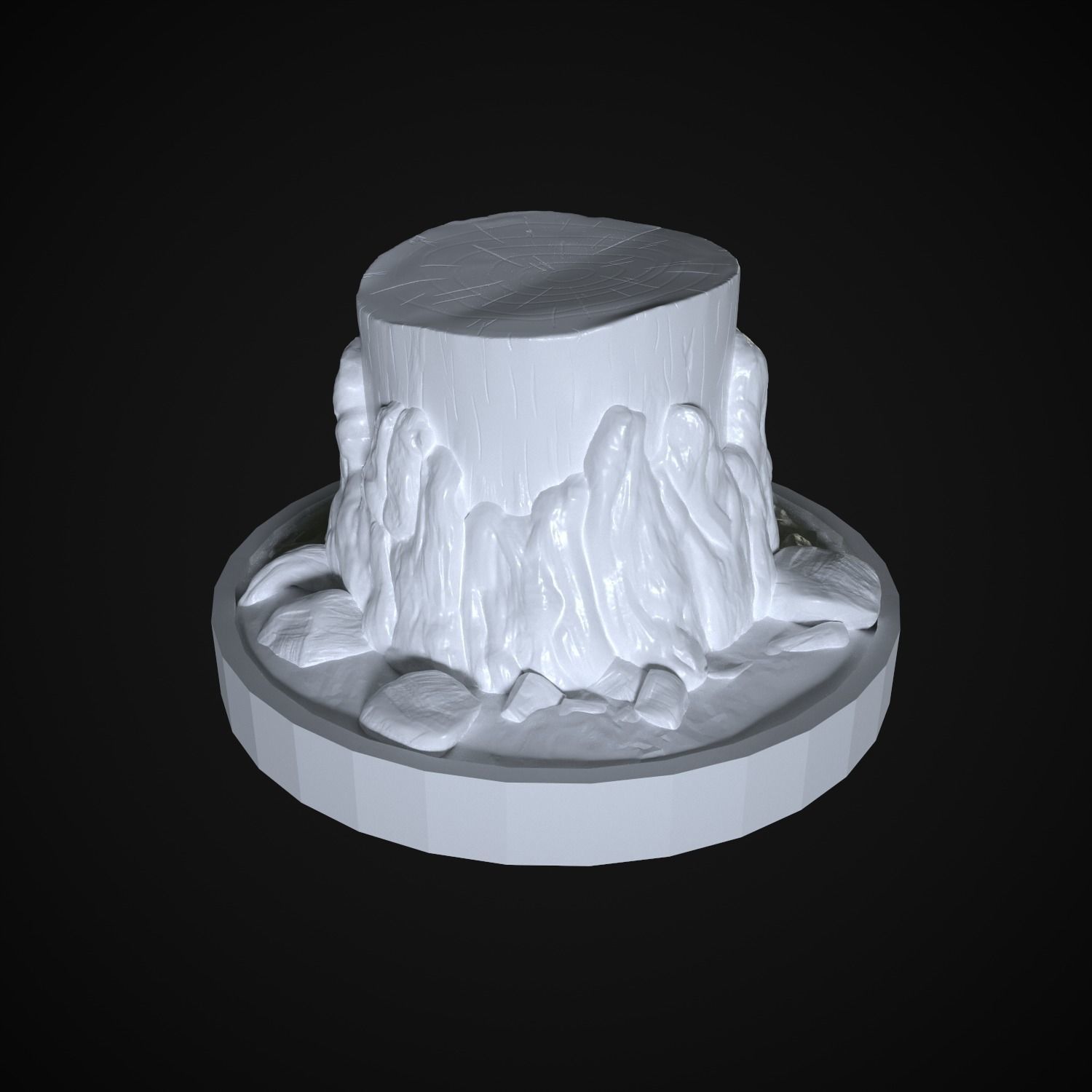 Stump Sculpture on a stand with environment in the forest snag 3D print model_1