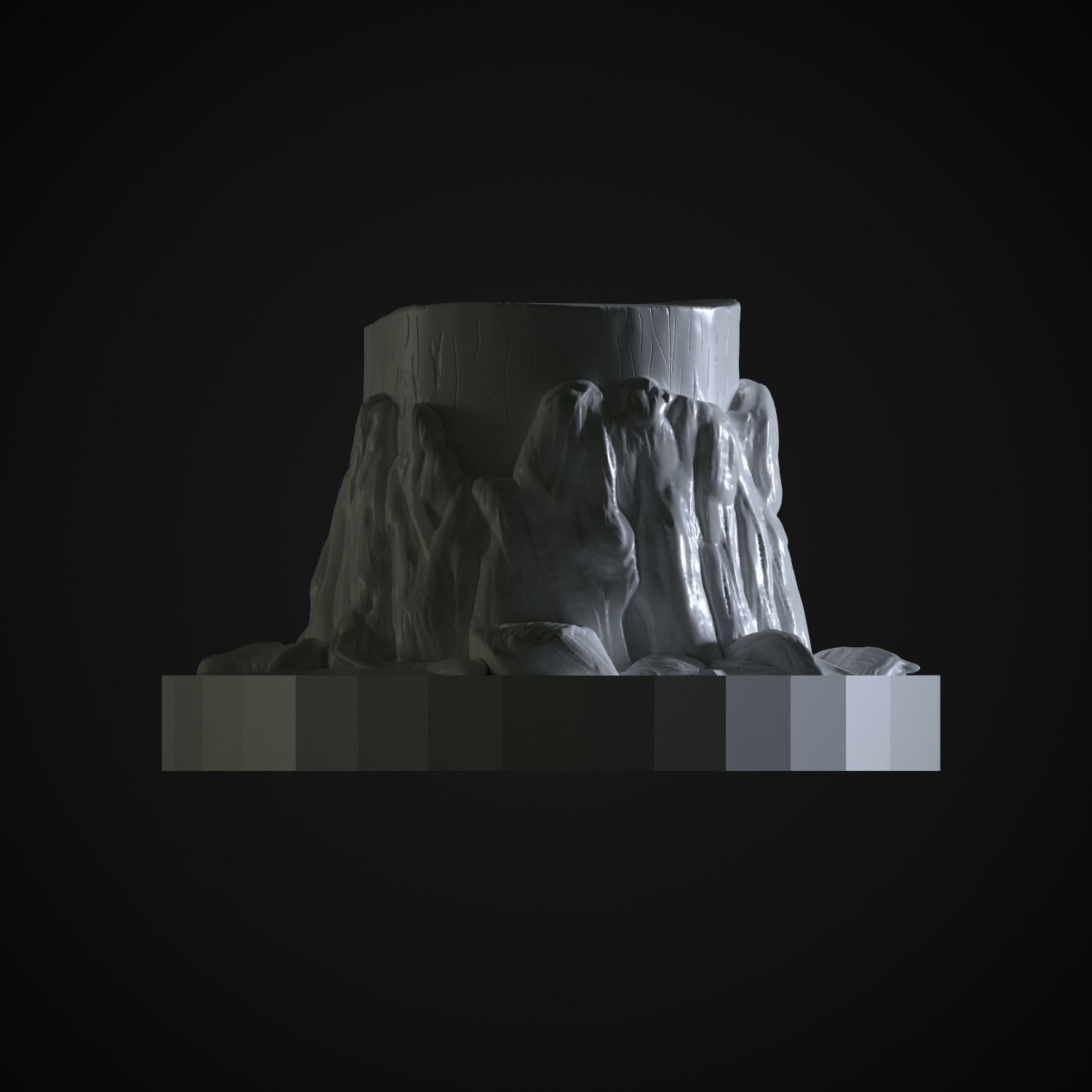 Stump Sculpture on a stand with environment in the forest snag 3D print model_5