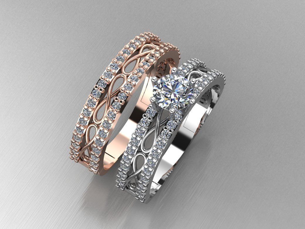 Infinity set ring 3D print model_4