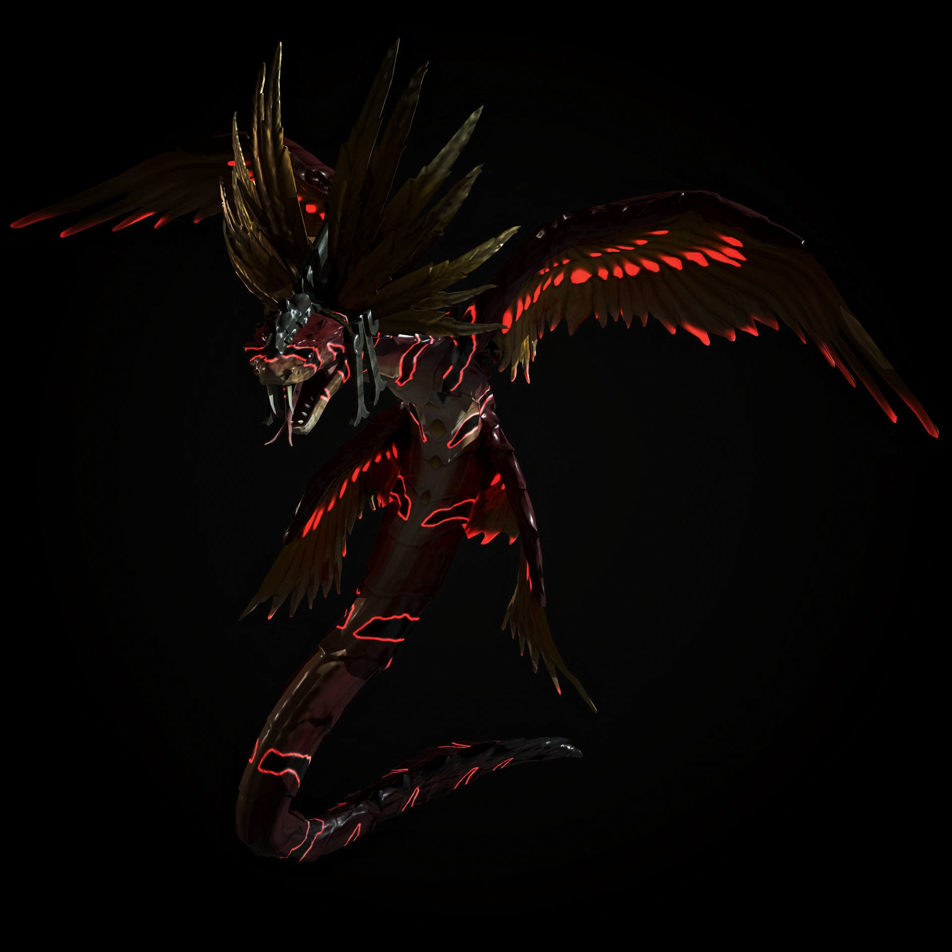KUKULKAN-The feathered serpent Low-poly 3D model_8
