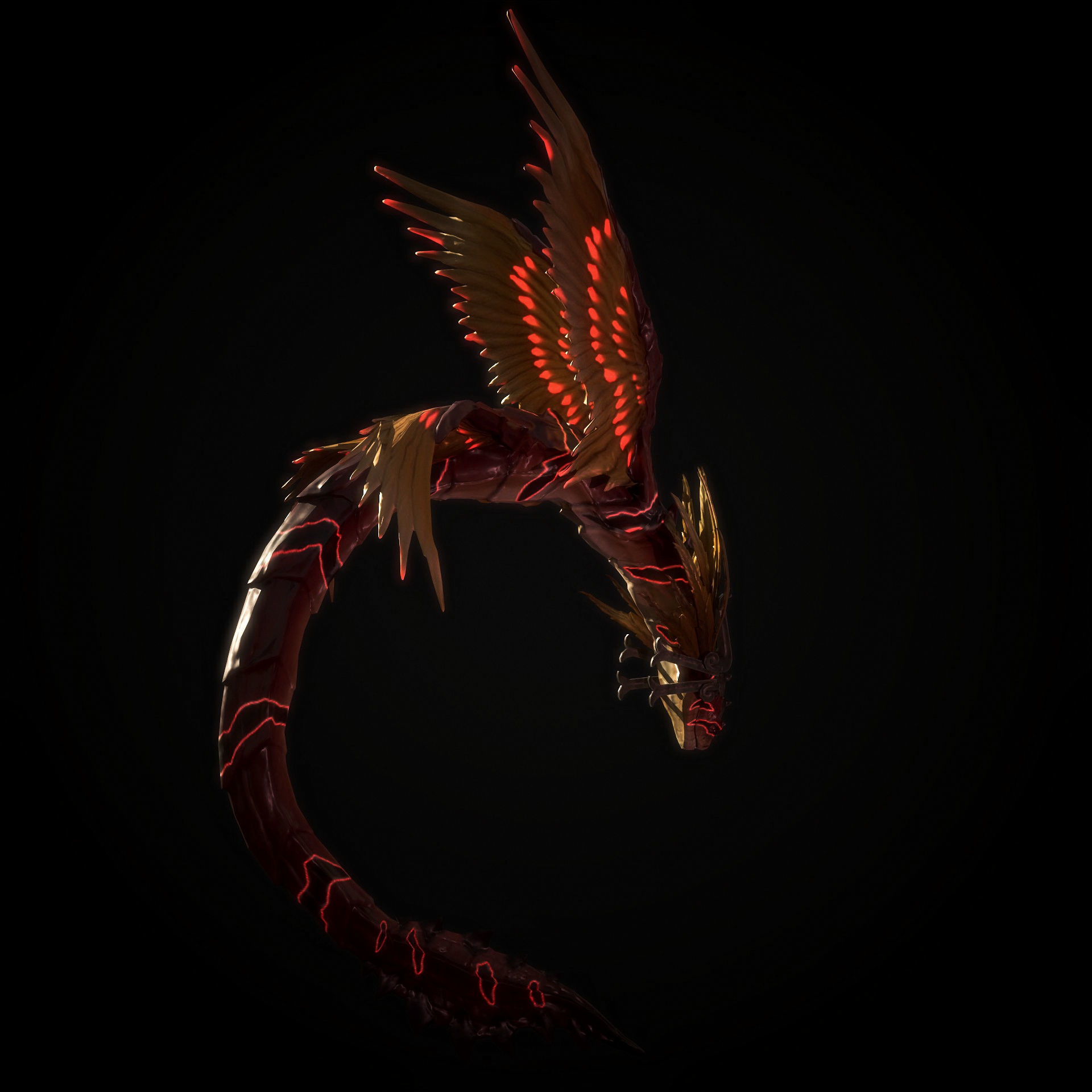 KUKULKAN-The feathered serpent Low-poly 3D model_6