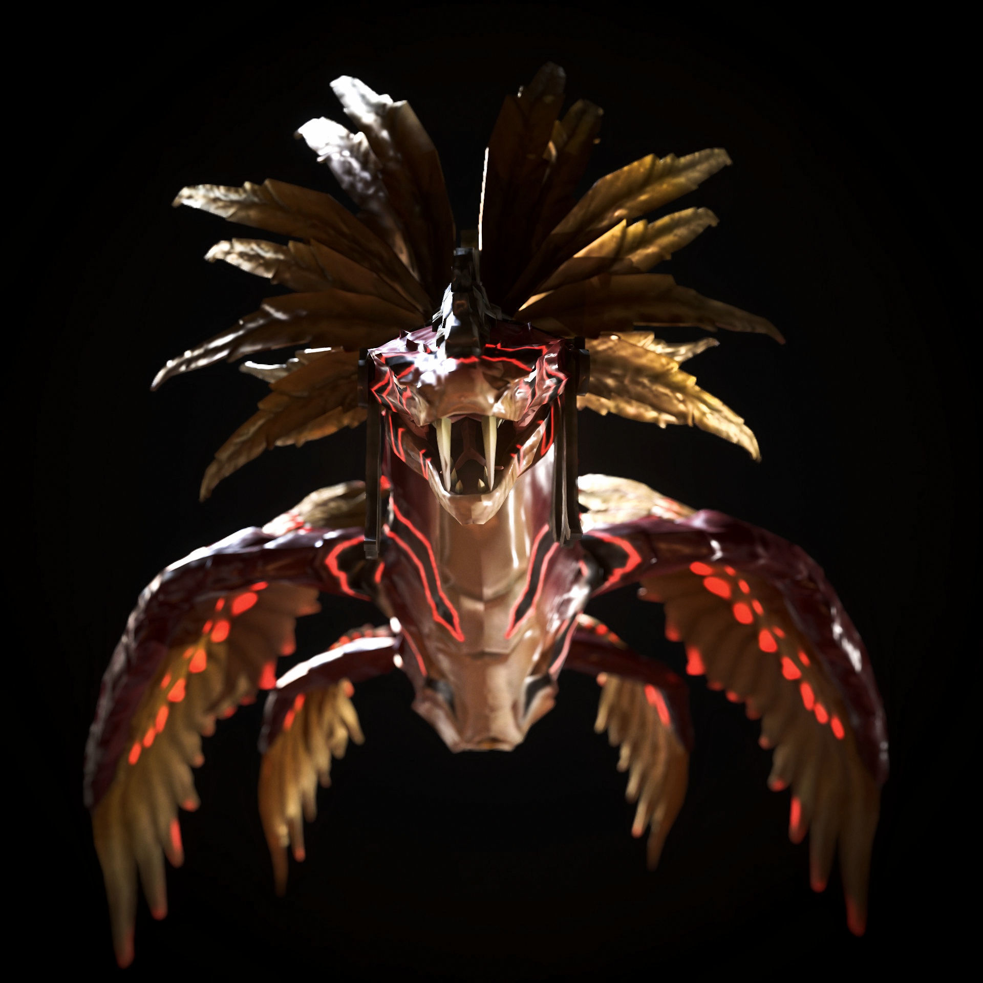 KUKULKAN-The feathered serpent Low-poly 3D model_10