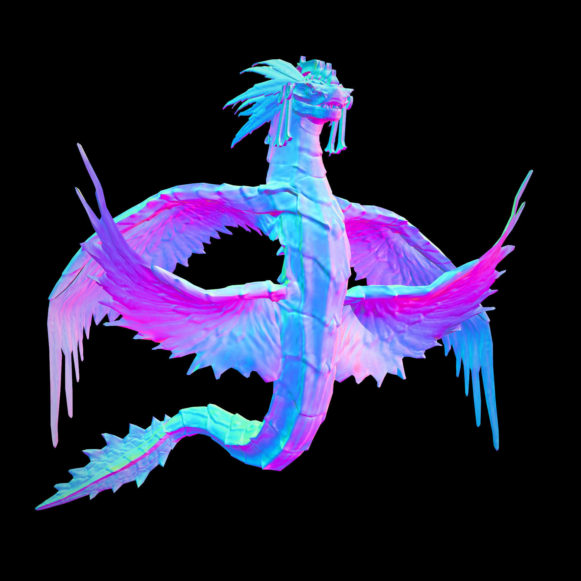 KUKULKAN-The feathered serpent Low-poly 3D model_11