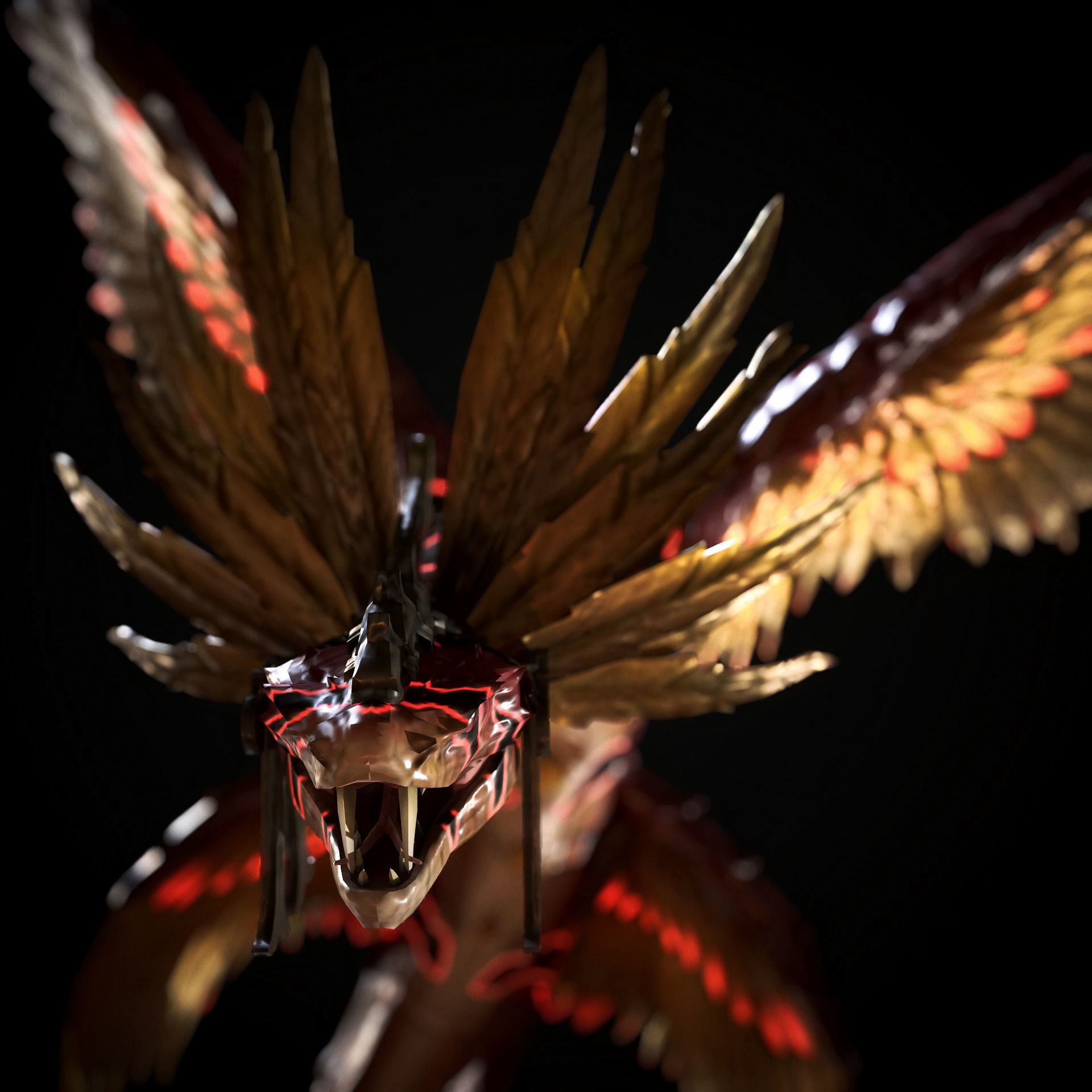 KUKULKAN-The feathered serpent Low-poly 3D model_9