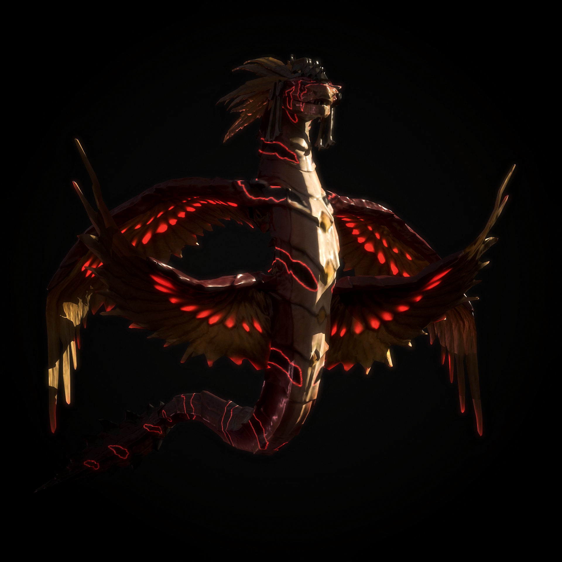 KUKULKAN-The feathered serpent Low-poly 3D model_7