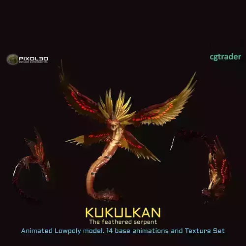 KUKULKAN-The feathered serpent Low-poly 3D model