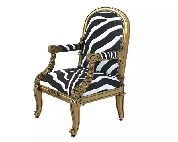 Ralph Lauren Giltwood Ponyhair Vintage Zebra Armchair 
