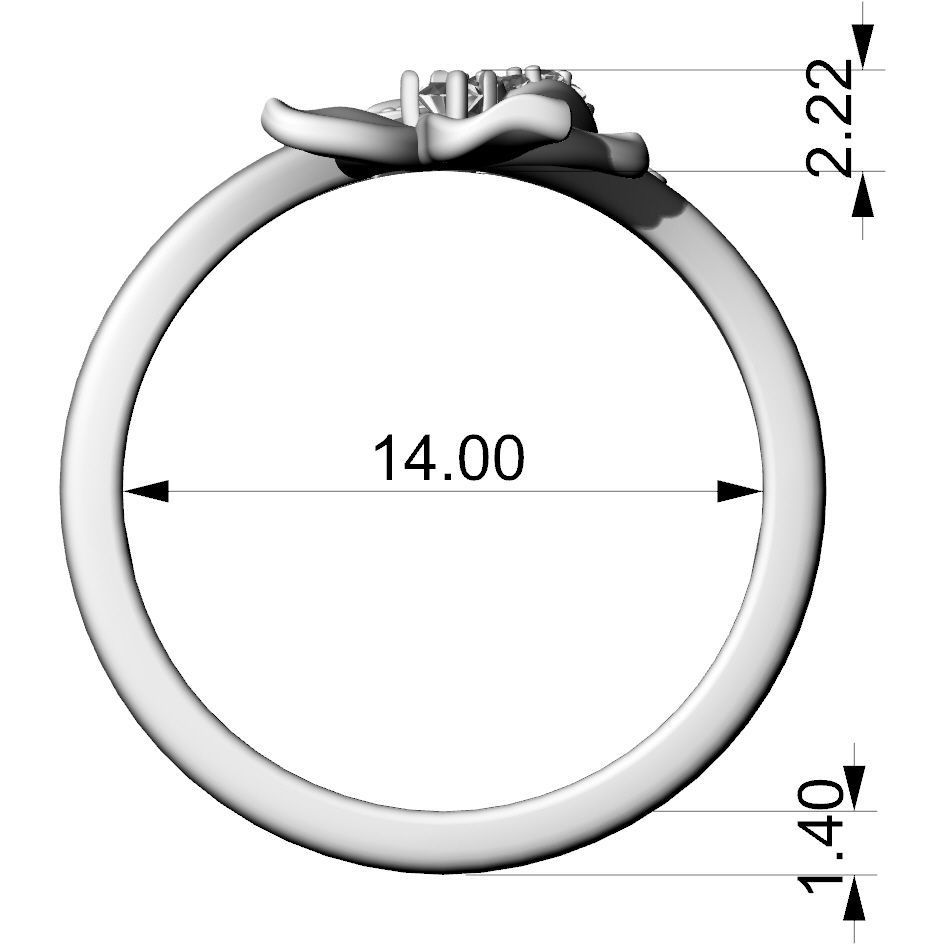 Butterfly and flower ring 3D print model_4