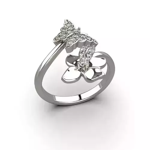 Butterfly and flower ring