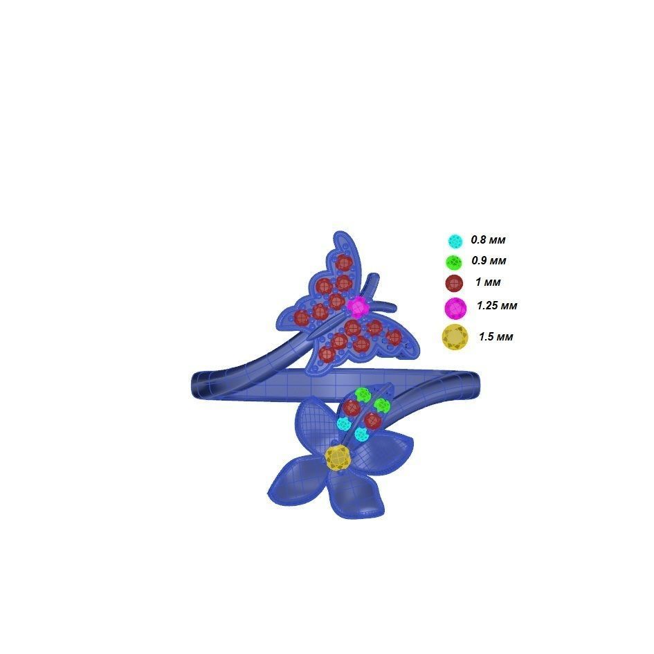 Butterfly and flower ring 3D print model_6