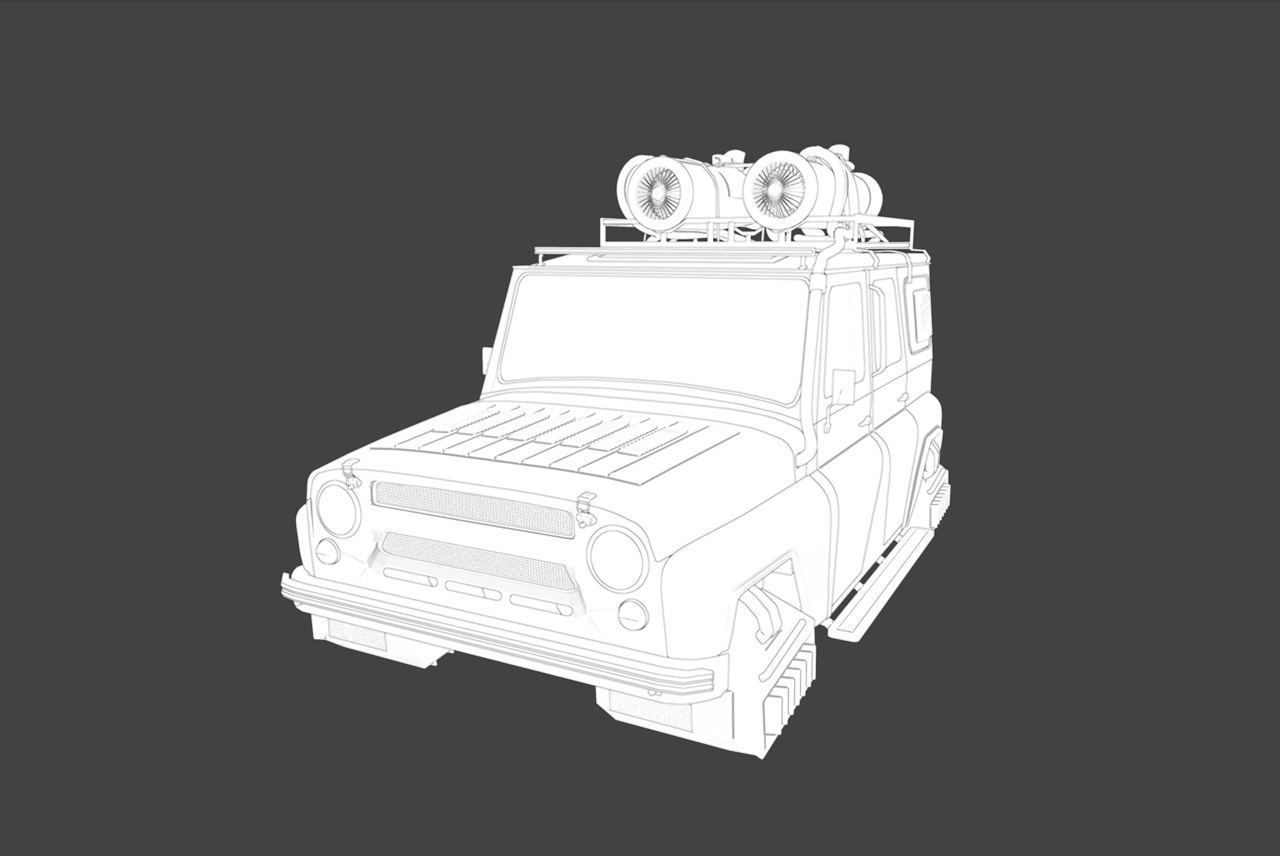 UAZ Cyber Green 3D model_11