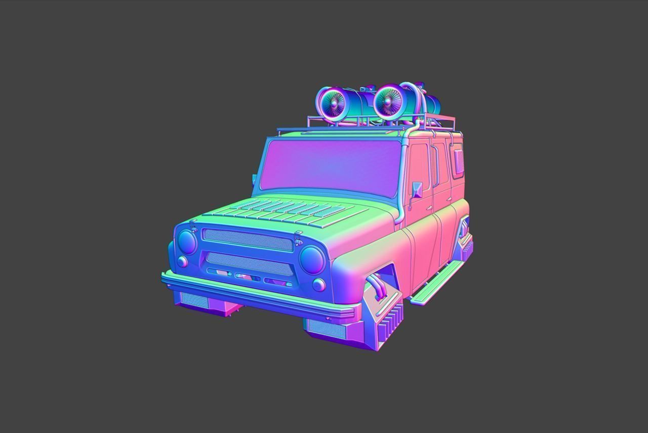 UAZ Cyber Green 3D model_7