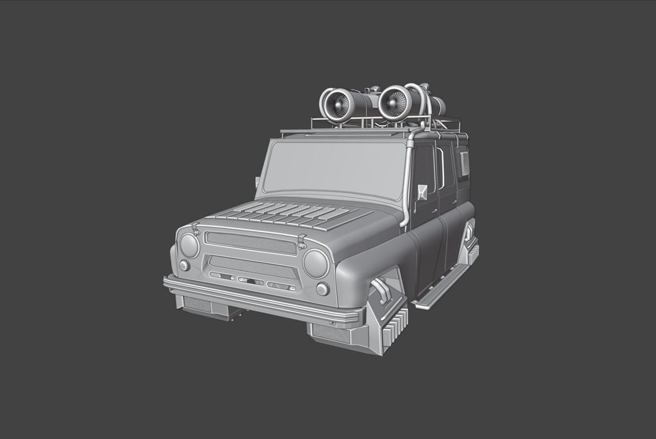UAZ Cyber Green 3D model_4