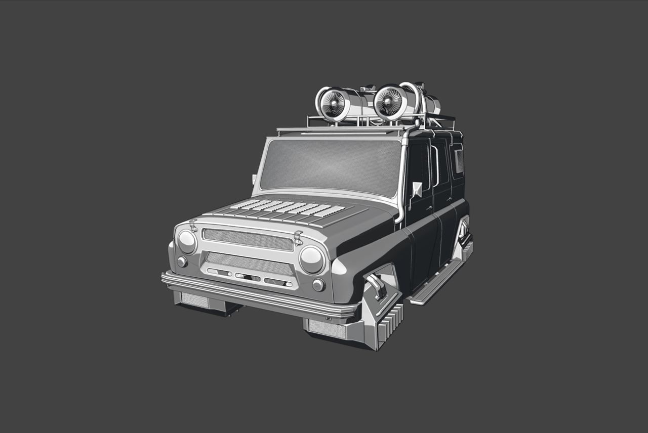 UAZ Cyber Green 3D model_8