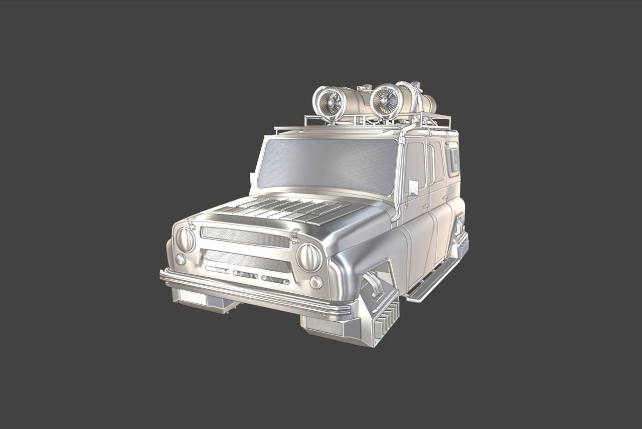 UAZ Cyber Green 3D model_9