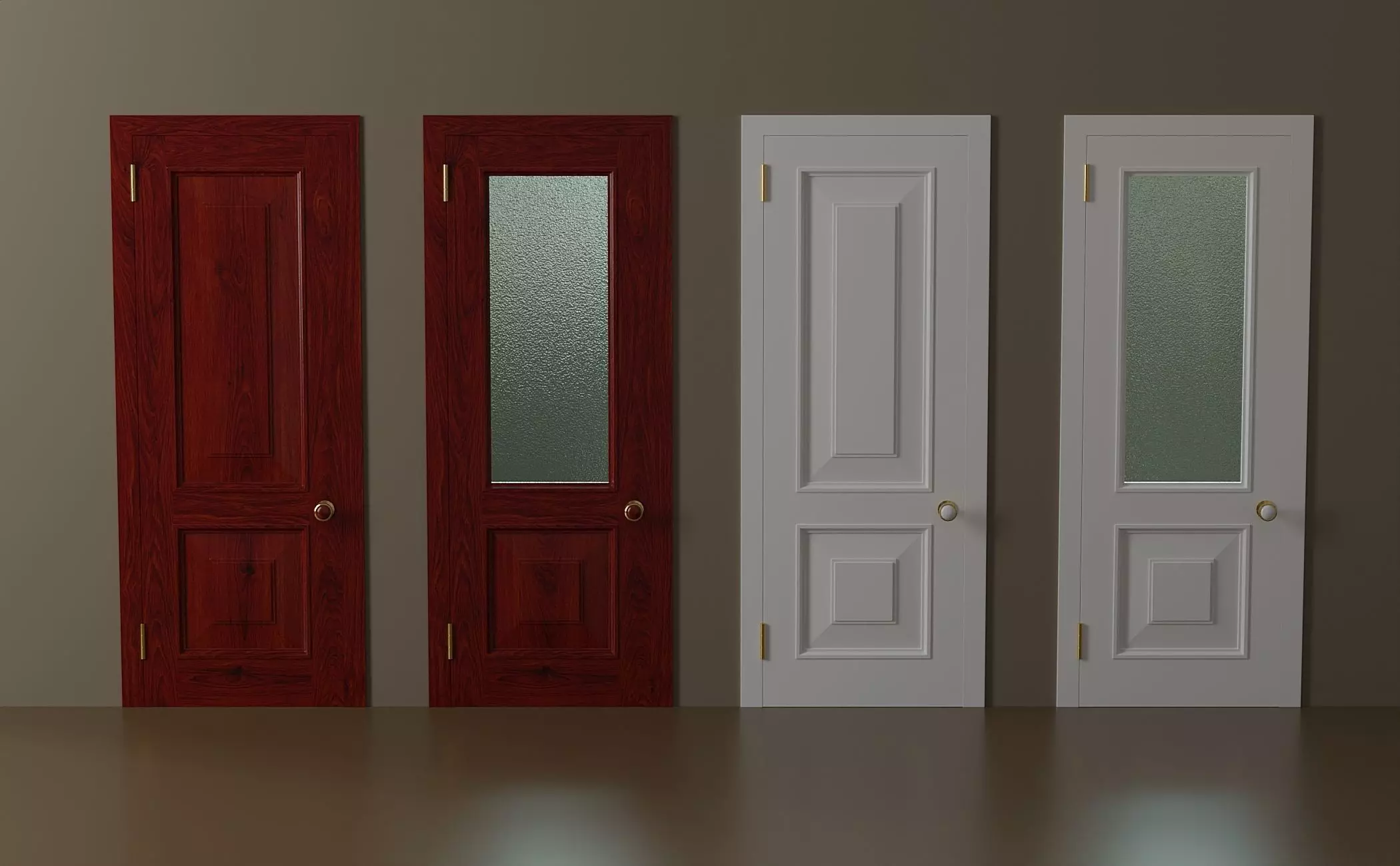 Set of simple interior doors Low-poly 3D model_0