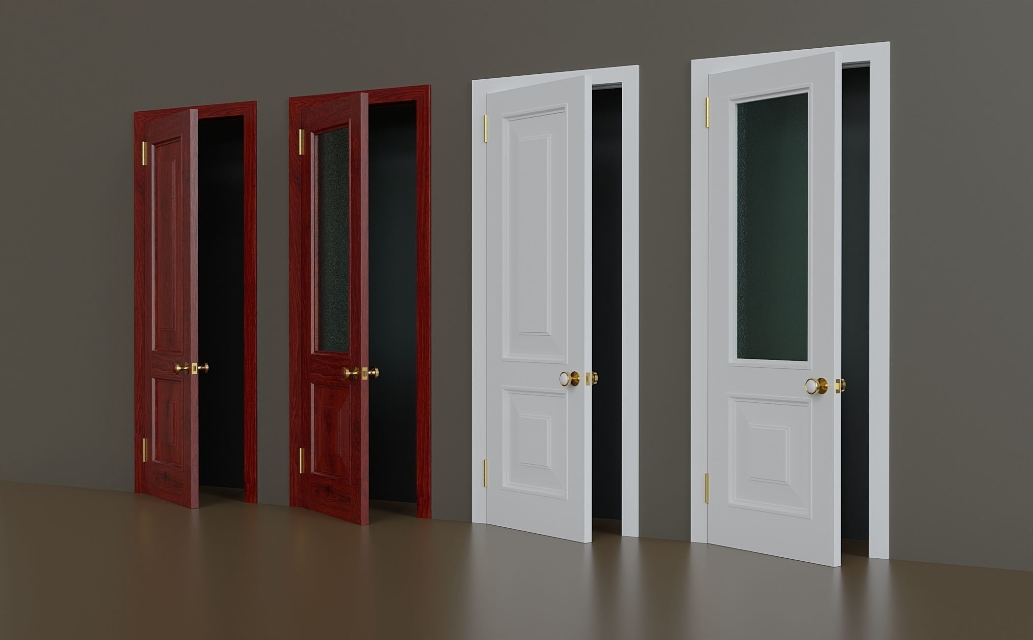 Set of simple interior doors Low-poly 3D model_3