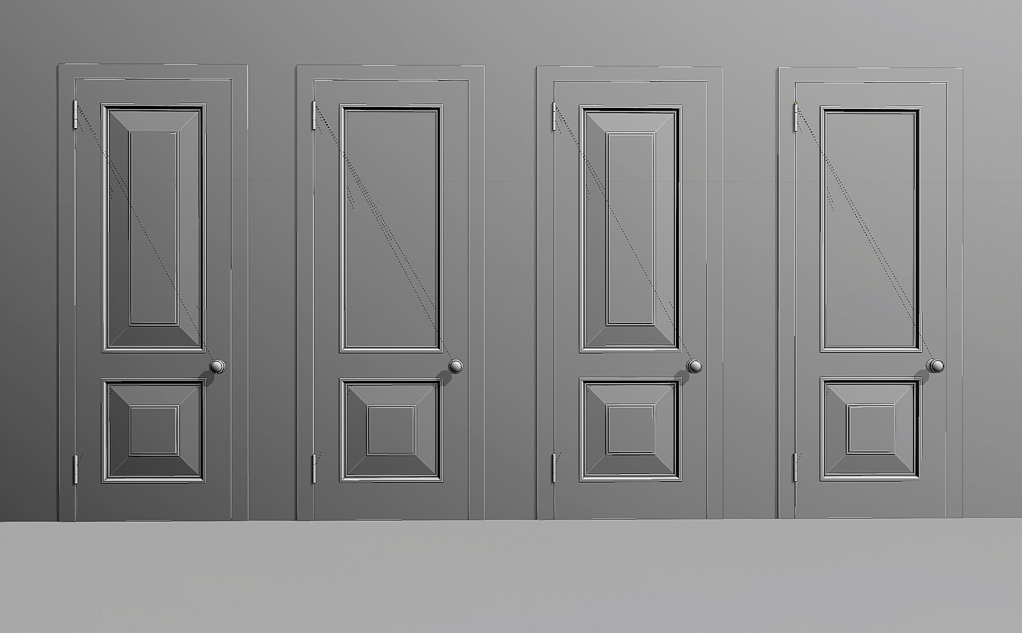 Set of simple interior doors Low-poly 3D model_4