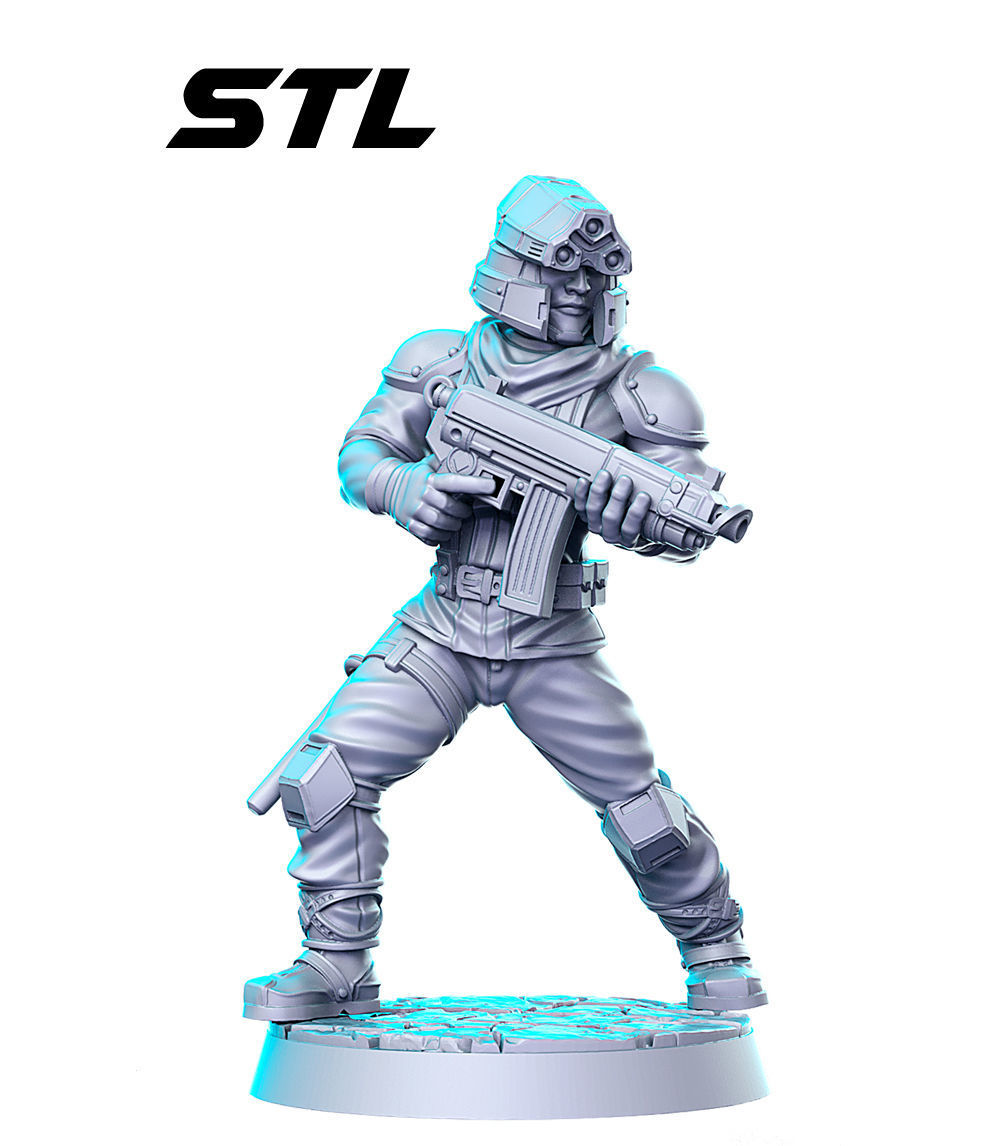 Shinra Security Officer mp5 Final Fantasy 32mm Pre-supported 3D print model_1